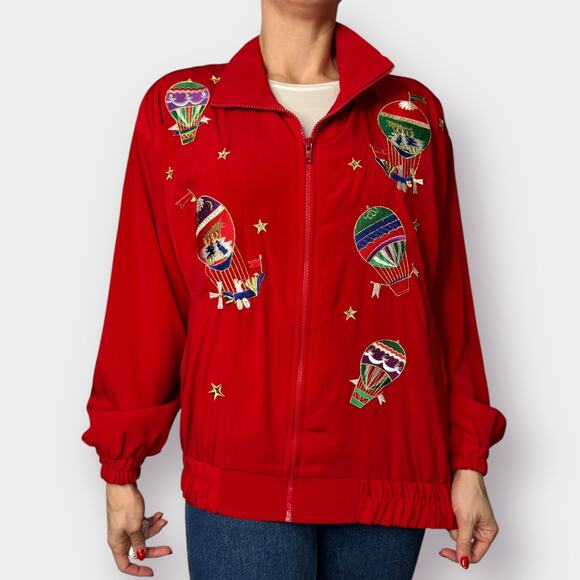 90s Ocean Accents Hot Air Balloon Jacket Size L - Picture 3 of 8